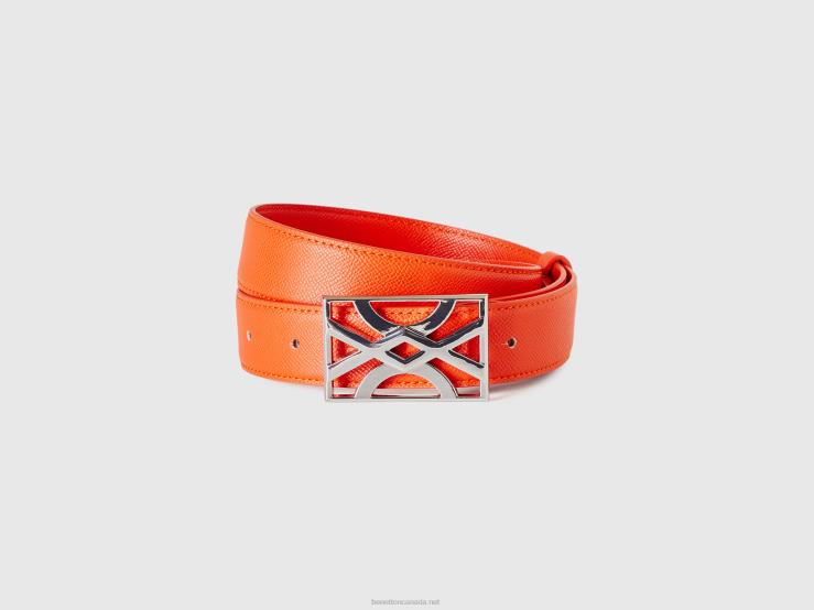 Orange Belt With Logoed Buckle B4BF774 Benetton Women Orange