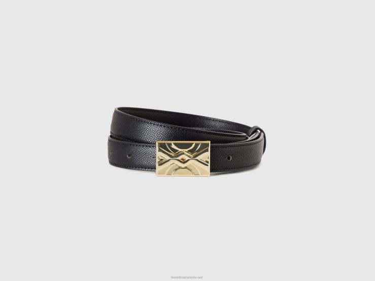 Thin Black Belt B4BF1542 Benetton Women Black