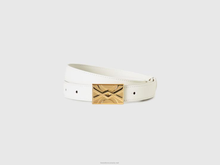 Thin White Belt B4BF1543 Benetton Women White