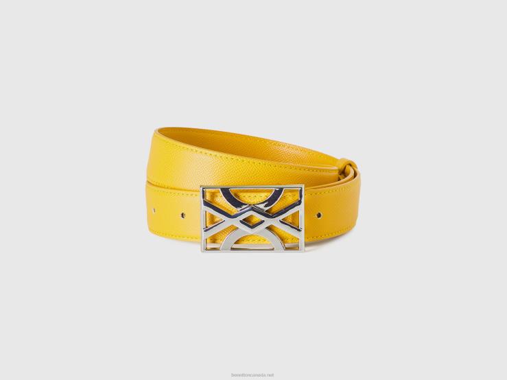 Yellow Belt With Logoed Buckle B4BF1510 Benetton Women Yellow
