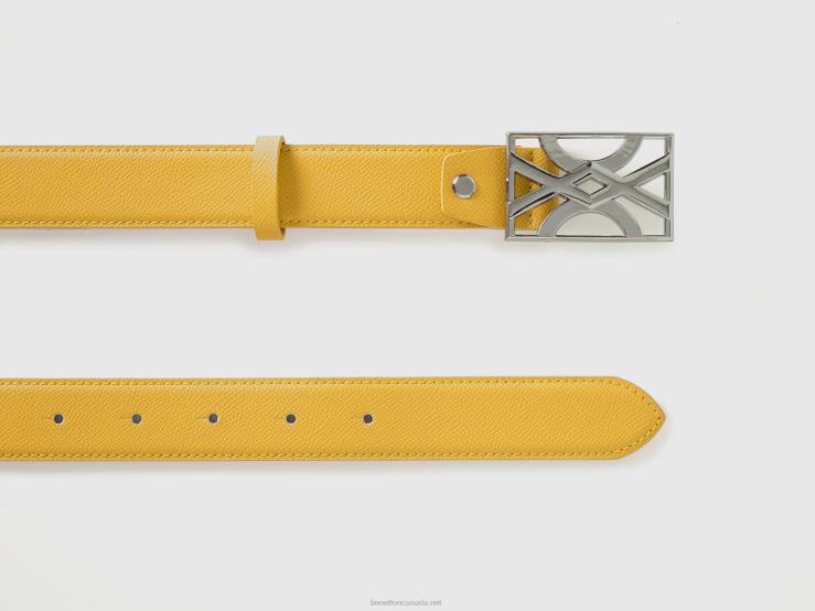 Yellow Belt With Logoed Buckle B4BF1510 Benetton Women Yellow