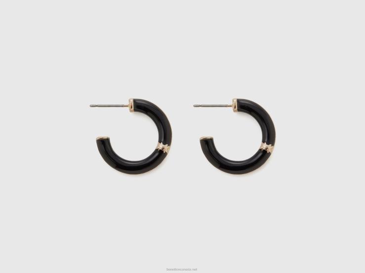 Black C Hoop Earrings B4BF749 Benetton Women Black