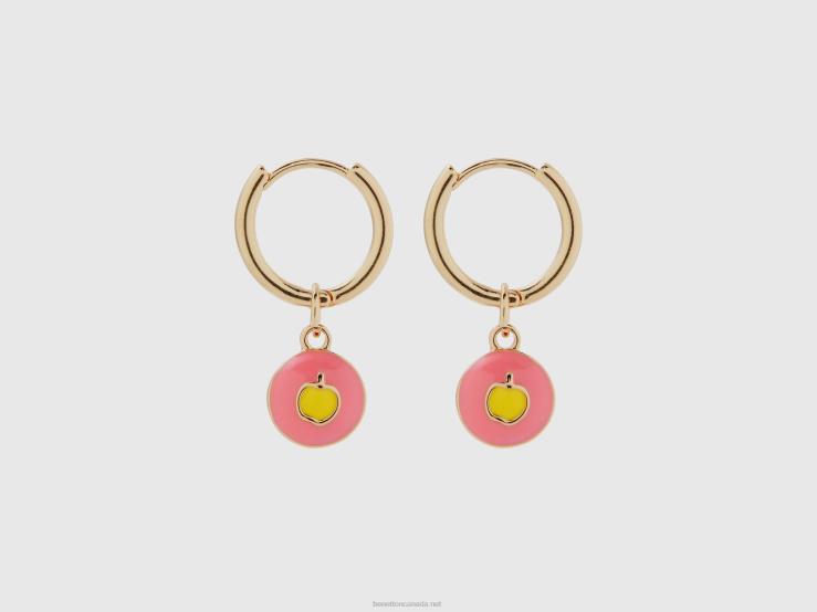Earrings With Pink Apple Pendant B4BF1104 Benetton Women Pink