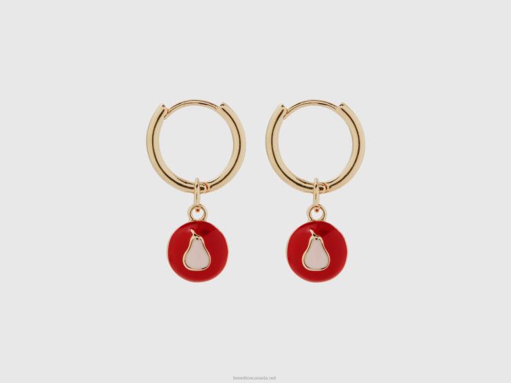 Earrings With Red Pear Pendant B4BF828 Benetton Women Red
