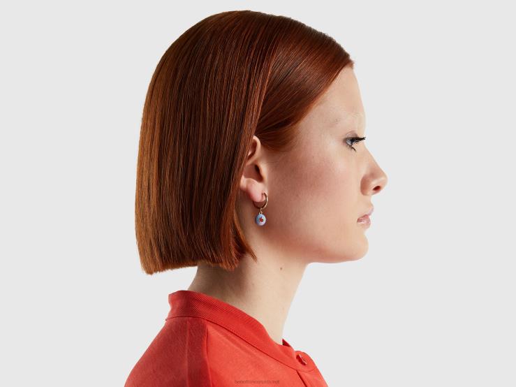 Earrings With Sky Blue Apple Pendant B4BF765 Benetton Women Sky Blue