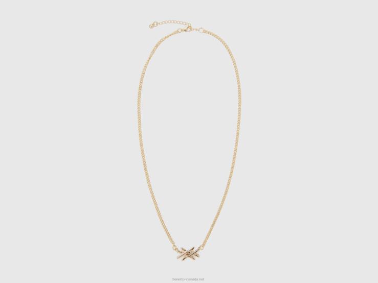 Gold Necklace With Logo B4BF893 Benetton Women Gold