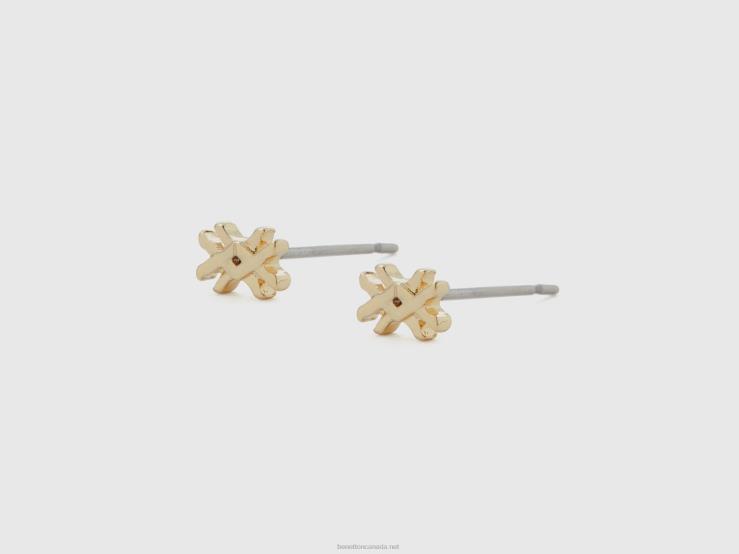 Gold Stud Earrings With Logo B4BF890 Benetton Women Gold