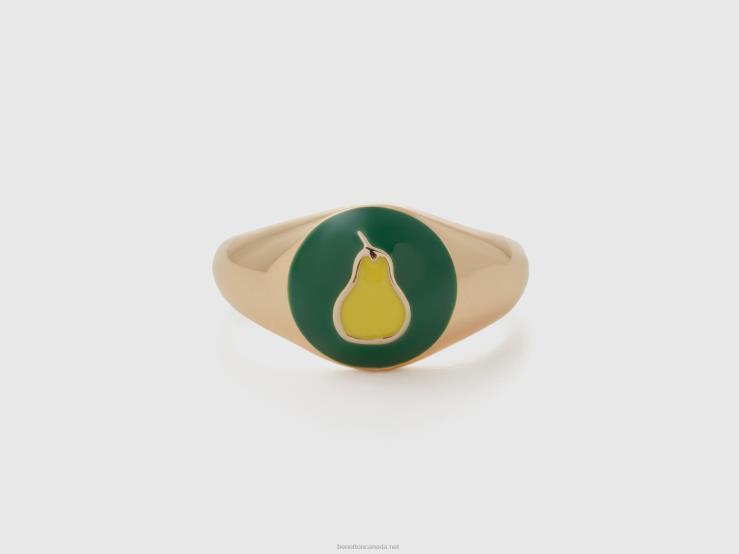 Green Ring With Pear Motif B4BF829 Benetton Women Green