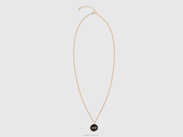 Necklace With Black Pendant B4BF771 Benetton Women Black