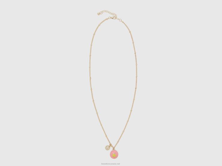 Necklace With Pink Apple Pendant B4BF868 Benetton Women Pink