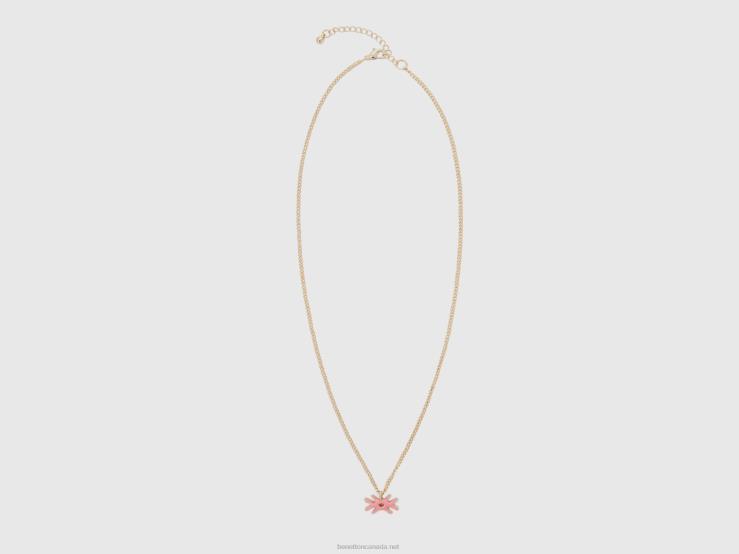 Necklace With Pink Logo Pendant B4BF747 Benetton Women Pink