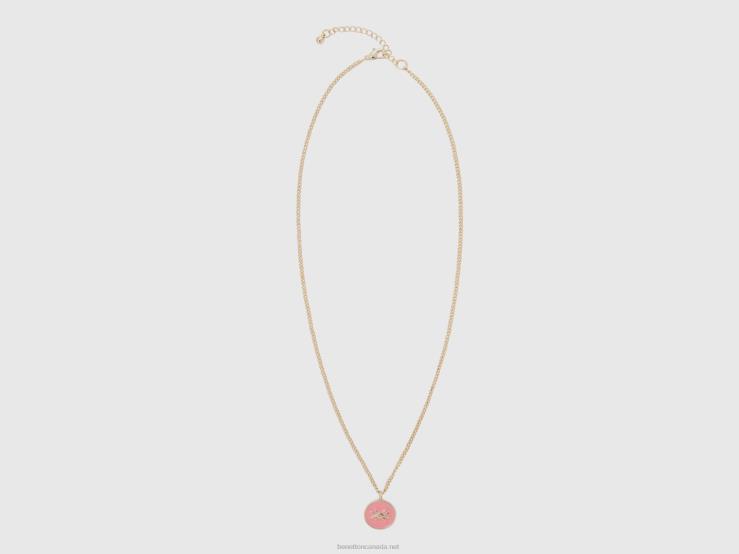 Necklace With Pink Pendant B4BF886 Benetton Women Pink