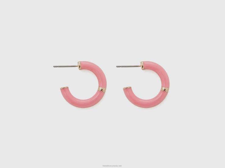 Pink C Hoop Earrings B4BF751 Benetton Women Pink