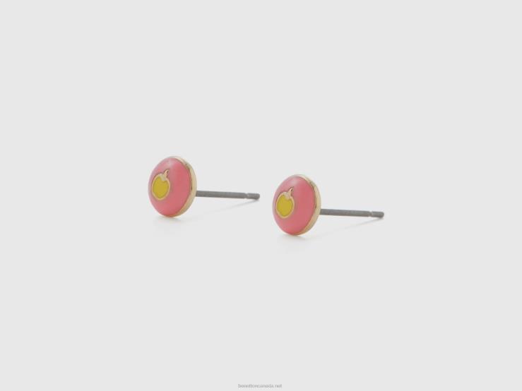 Red Apple Stud Earrings B4BF871 Benetton Women Pink
