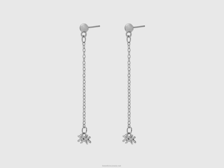 Silver Pendant Earrings With Logo B4BF866 Benetton Women Silver