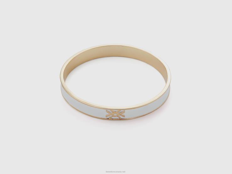 White Bangle Bracelet With Logo B4BF723 Benetton Women White