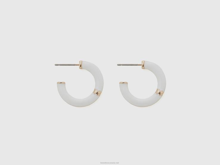 White C Hoop Earrings B4BF712 Benetton Women White