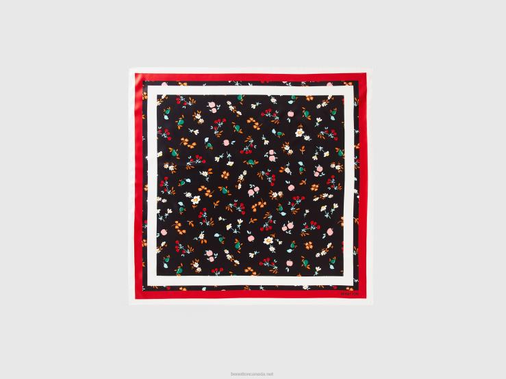 Black Patterned Foulard B4BF876 Benetton Women Black