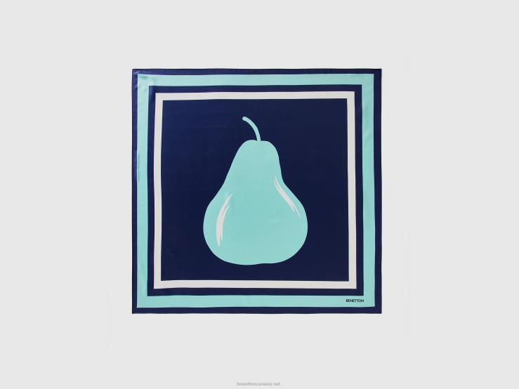 Blue Foulard With Pear Print B4BF803 Benetton Women Blue