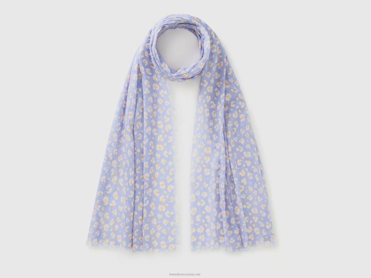 Patterned Scarf In Organic Cotton B4BF734 Benetton Women Lilac