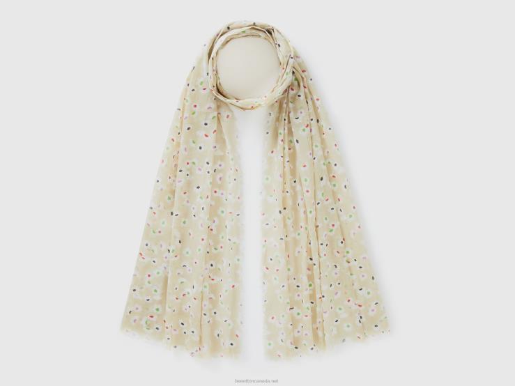 Patterned Scarf In Organic Cotton B4BF854 Benetton Women Pink