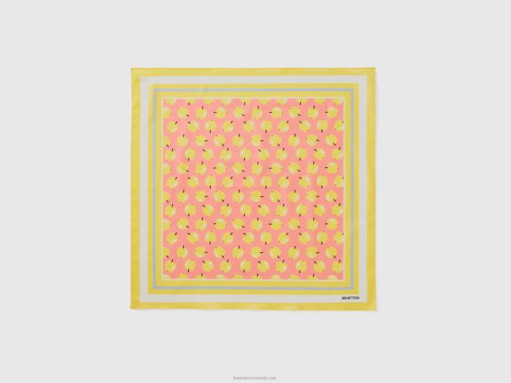 Pink Bandana With Apple Pattern B4BF882 Benetton Women Pink
