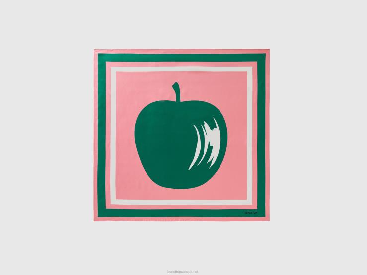 Pink Foulard With Apple Print B4BF733 Benetton Women Pink