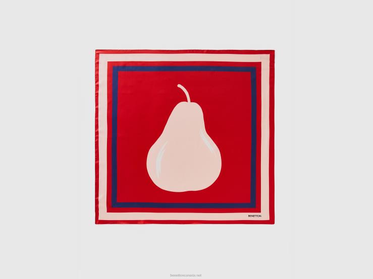 Red Foulard With Pear Print B4BF755 Benetton Women Red