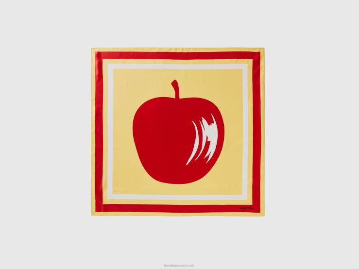 Yellow Foulard With Apple Print B4BF791 Benetton Women Yellow