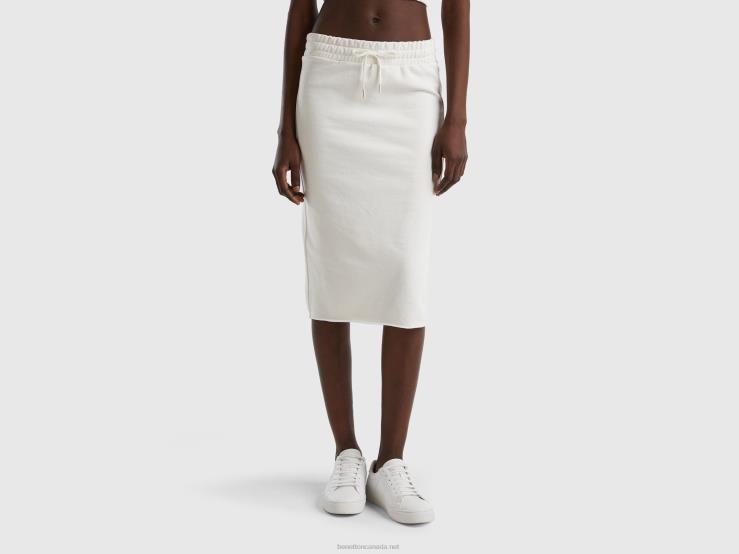 Sweat Pencil Skirt B4BF4200 Benetton Women Creamy White