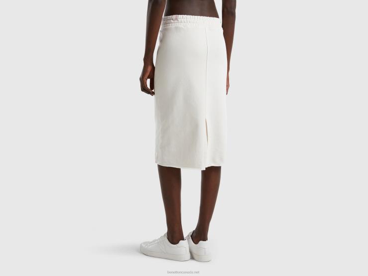 Sweat Pencil Skirt B4BF4200 Benetton Women Creamy White