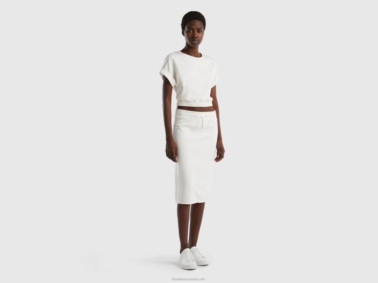 Sweat Pencil Skirt B4BF4200 Benetton Women Creamy White