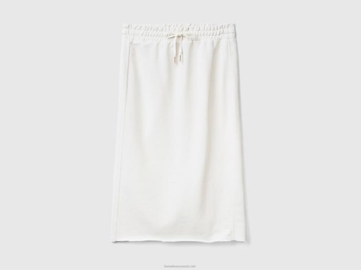 Sweat Pencil Skirt B4BF4200 Benetton Women Creamy White