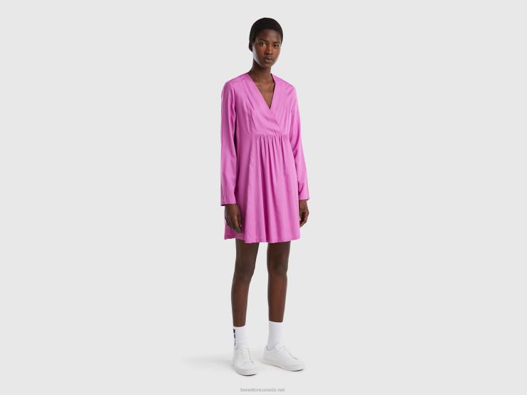 Short Dress In Sustainable Viscose B4BF559 Benetton Women Pink