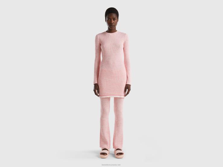 Short Pink Sweater Dress B4BF537 Benetton Women Pink