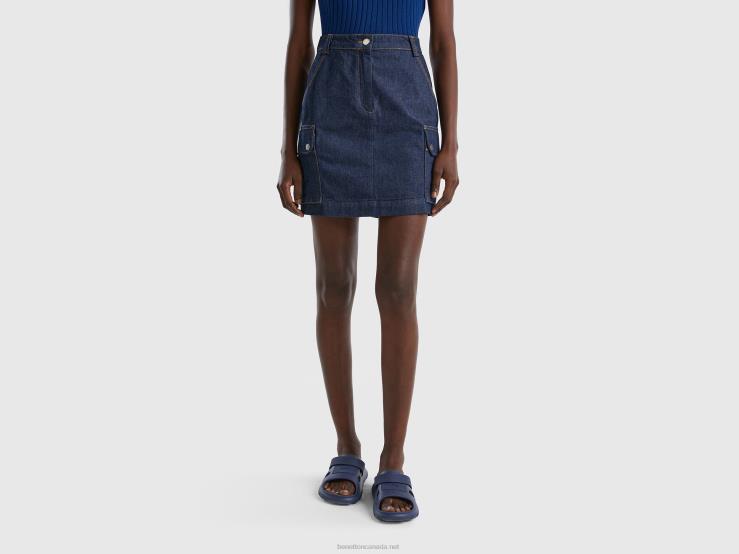 Mini Skirt With Cargo Pockets B4BF689 Benetton Women Dark Blue