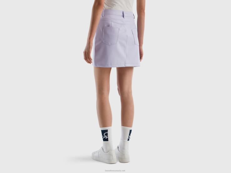 Miniskirt In Imitation Leather B4BF696 Benetton Women Lilac
