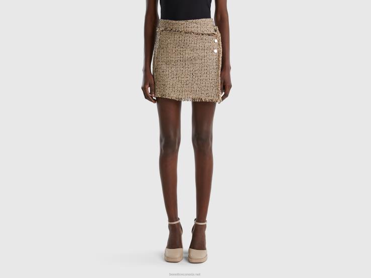 Miniskirt In Tweed B4BF4168 Benetton Women Beige