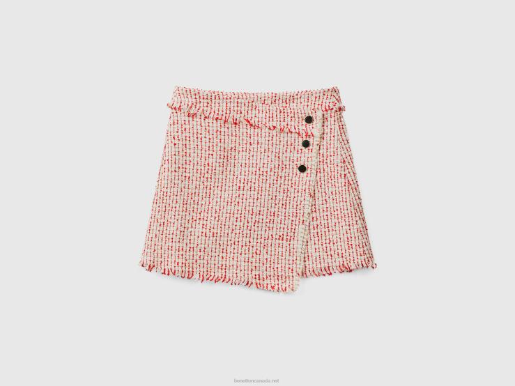 Miniskirt In Tweed B4BF4174 Benetton Women Red