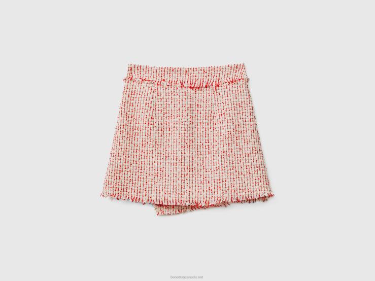 Miniskirt In Tweed B4BF4174 Benetton Women Red