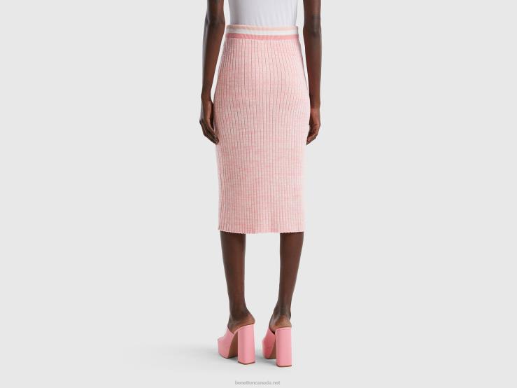 Pink Knit Pencil Skirt B4BF694 Benetton Women Pink