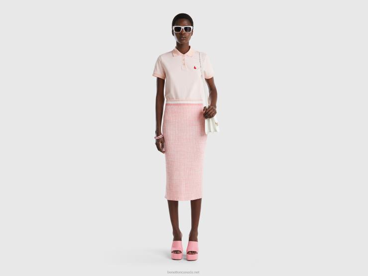 Pink Knit Pencil Skirt B4BF694 Benetton Women Pink