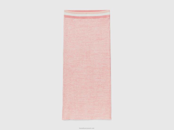 Pink Knit Pencil Skirt B4BF694 Benetton Women Pink