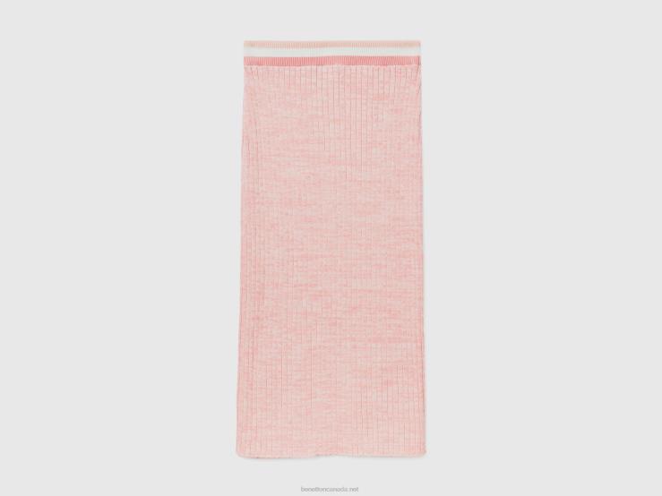 Pink Knit Pencil Skirt B4BF694 Benetton Women Pink
