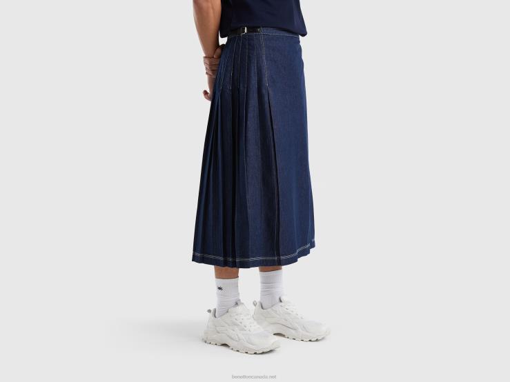 Wrap Midi Skirt B4BF1478 Benetton Women Dark Blue