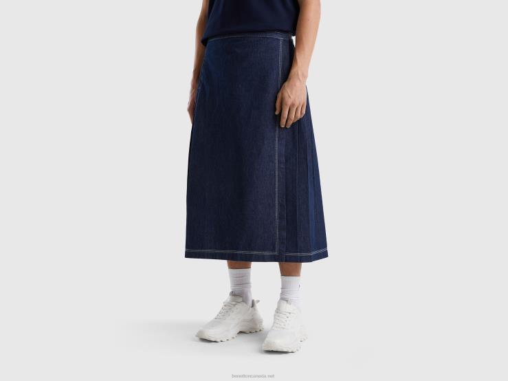 Wrap Midi Skirt B4BF4176 Benetton Women Dark Blue