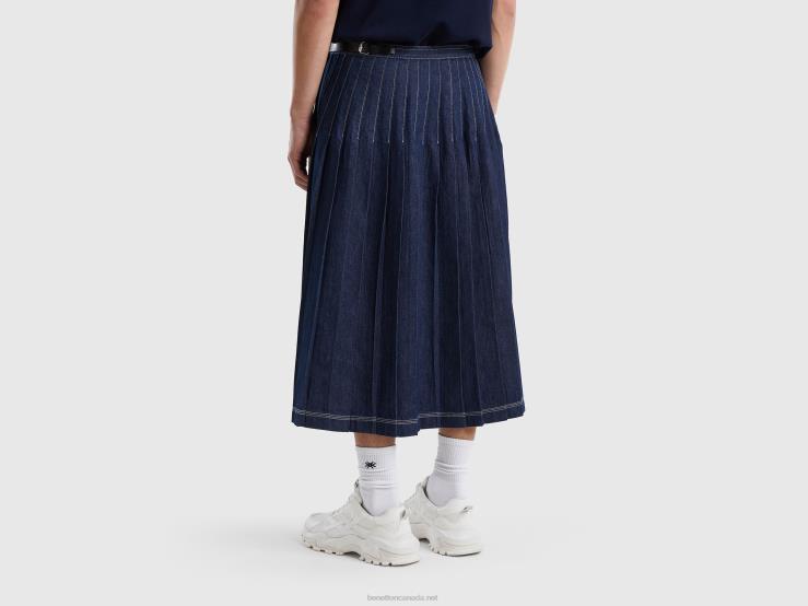 Wrap Midi Skirt B4BF4176 Benetton Women Dark Blue