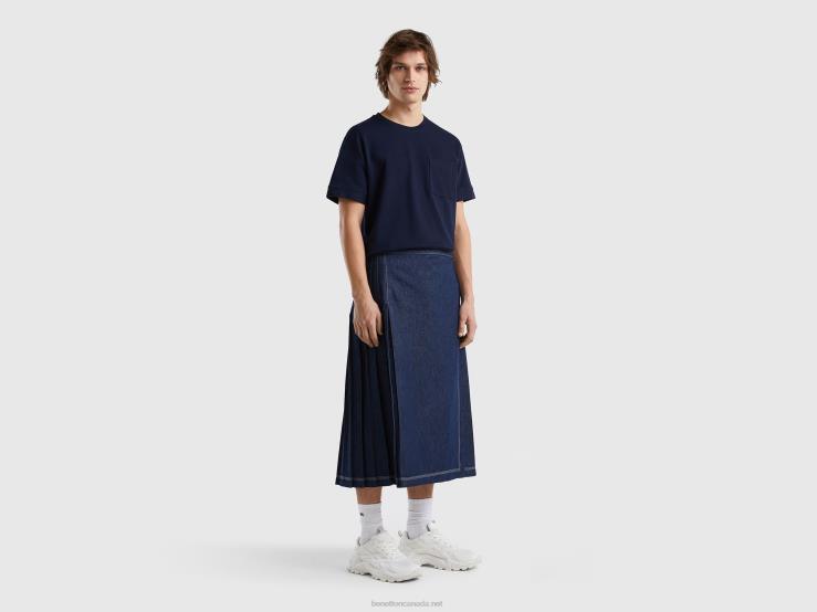 Wrap Midi Skirt B4BF4176 Benetton Women Dark Blue