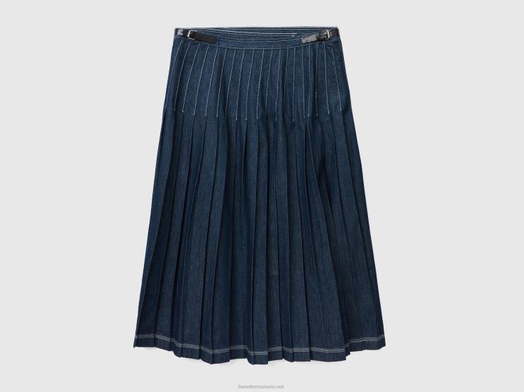 Wrap Midi Skirt B4BF4176 Benetton Women Dark Blue