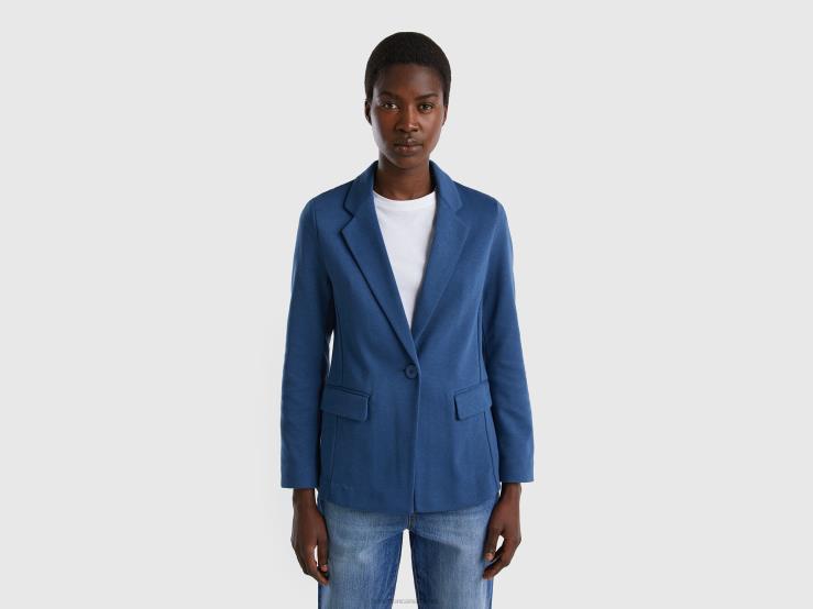 Fitted Blazer With Pockets B4BF245 Benetton Women Blue